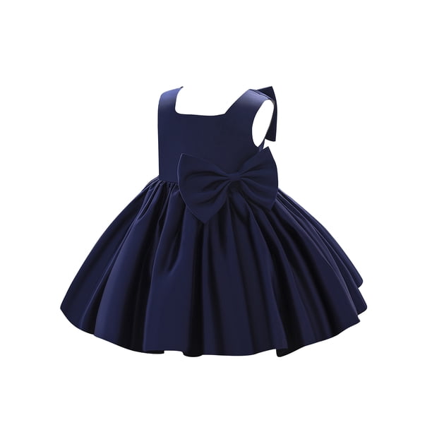 Sunisery Infant Toddler Baby Girls Big Bowknot Dress Princess Bow Tutu  Party Birthday Wedding Dresses Navy Blue 2-3 Years - Walmart Business  Supplies