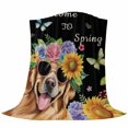 thumbnail image 6 of Spring Dog Blanket Soft Cozy Warm Throw Blanket for Couch, Plush Fuzzy Flannel Fleece Blankets for Sofa, Black Watercolor Botanical Floral Sunflower Bed Blankets Lightweight Gifts for Women, 40"x60", 6 of 9
