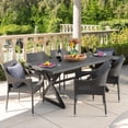 thumbnail image 2 of GDF Studio Yupon Outdoor Wicker and Aluminum 7 Piece Dining Set, Gray and Black, 2 of 13
