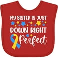 thumbnail image 3 of Inktastic My Sister is Just Down Right Perfect Down Syndrome Awareness Ribbon Boys or Girls Baby Bib, 3 of 4
