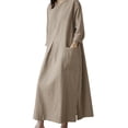 thumbnail image 3 of ZANZEA Women 3/4 Sleeved O-Neck Solid Colors Maxi Dress Baggy Kaftan Dresses, 3 of 4
