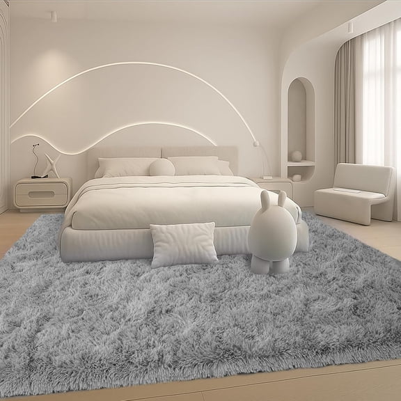 8x10 Area Rugs Living Room,Gray Large Plush Fluffy Bedroom Carpet,Non-Slip Upgraded Indoor Thick Soft Rug,Modern Plush Carpet Suitable for Kids Home Decor Aesthetics Dorm.