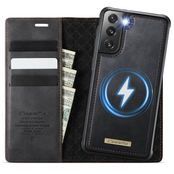 Magnetic 2 in 1 Magsafe Detachable Wallet Case for Samsung Galaxy S21 with Card Holder Women Men, Retro PU Leather【RFID Blocking】Kickstand Shockproof Cover