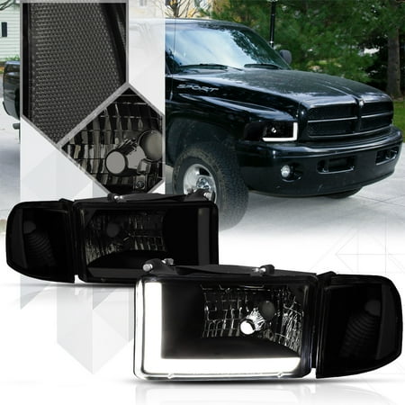 Black Smoke Headlight Led Drl Clear Corner Signal For 94 02 Dodge Black Smoke Headlight Led Drl Clear Corner Signal For 94 02 Dodge Ram 1500 2500 95 96 97 98 99 00 01