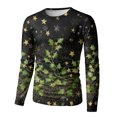 thumbnail image 6 of Men's Fashion Printed Round Neck Long Sleeve Bottoming Shirt Top with Christmas Snow Night Print for Seasonal Outfits and Daily Wear - Soft and Warm Men's Base Layer,Green,M, 6 of 7