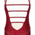thumbnail image 4 of Aislor Women Halter Neck Gymnastics Leotard Sleeveless Ballet Dance Dress Performance Costume Burgundy L, 4 of 7