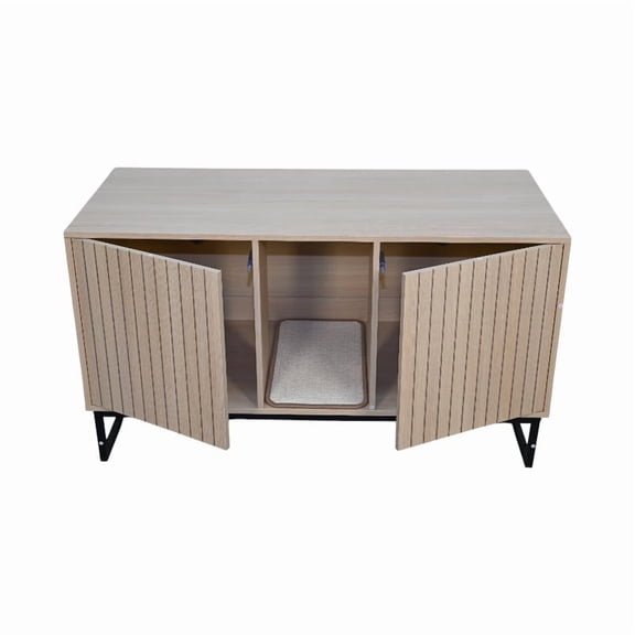 YIYADO Modern Cat Litter Box Furniture, Modern Wooden Cat House with Scratching Pad 47.64" x 21.46" x 25.98", 76.4 lbs, Brown