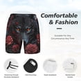 thumbnail image 3 of Bingfone Rose Full Moon Black Wolf for Men's Double Layer Swimming Trunks with Lining, Drawstring Style with Pockets Beach Shorts Men's Swimsuit-Small, 3 of 6
