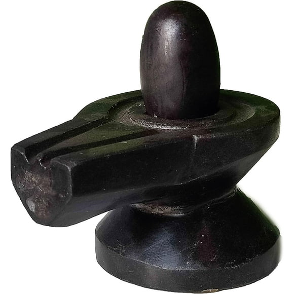 Black Narmada Shivling Small Narmadeshwar Shiva Shiv Lingam Ling Energized Stone Design For Home Decor Office Hindu Vastu Pooja Mahadev Mandir Puja By SHIVAM KALA, 2 inch lingam, 4' Base