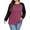 Fuchsia, variant on WellSize Plus Size T Shirts for Women Color Block Long Sleeve Fall Tops Casual Tee Crew Neck Blouses