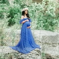 thumbnail image 3 of Ydojg Maternity Dress For Photoshoot Lace Maternity Trailing Short Sleeved Dress Long Dress Photography Flying Sleeve Dress Blue 2Xl, 3 of 3