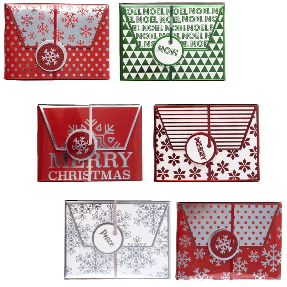 Christmas Gift Card Holder Boxes with Foil Hot Stamp (Set of 6