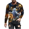 thumbnail image 1 of Halloween Mens Printed Long Sleeved Top Long Sleeved Round Neck Top, 1 of 5