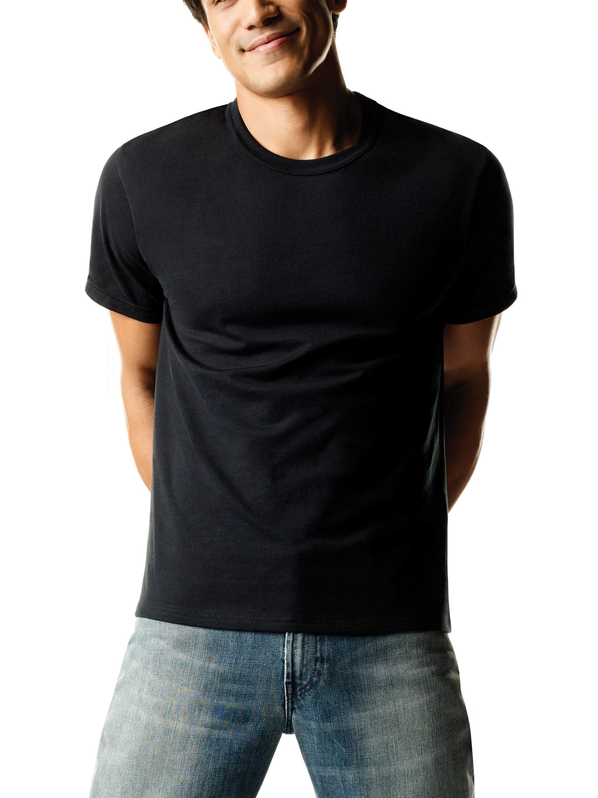 hanes black crew neck t shirt