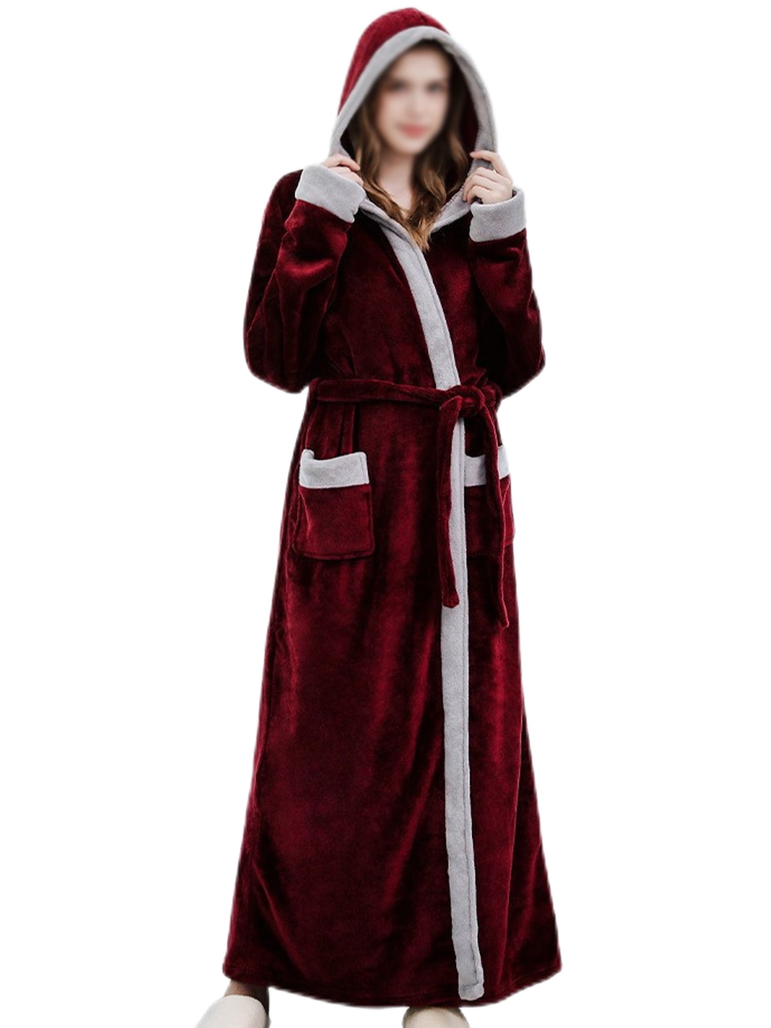 Bomotoo Women Soft Sherpa Bathrobe V Neck Loose Fuzzy Plush Bathrobes