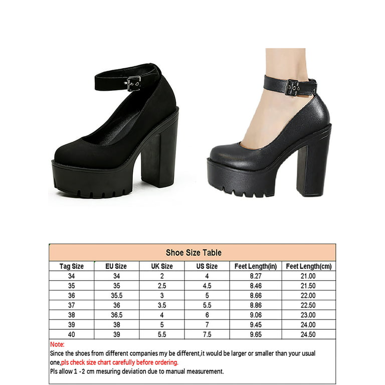 Handmade Black Leather T Strap Shoes Chunky Platform Heel 