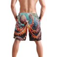 thumbnail image 3 of Dailycode Men's Quick Dry Swim Trunks Beach Shorts Casual Summer Board Shorts with Pockets, Octopus in Bottom Sea, 3 of 8