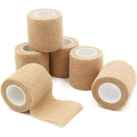 RUseeN Self Adhesive Bandage Wrap, 2 Inch Athletic Tape Breathable Elastic Brown Cohesive Bandages, Vet Wrap Sports Tape for First Aid, Wrist Sprains Protection