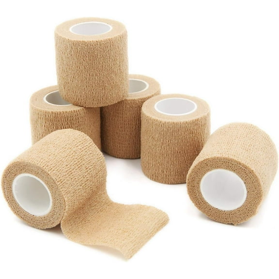 RUseeN Self Adhesive Bandage Wrap, 2 Inch Athletic Tape Breathable Elastic Brown Cohesive Bandages, Vet Wrap Sports Tape for First Aid, Wrist Sprains Protection