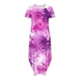 thumbnail image 6 of RYDCOT Women's Summer Casual Loose Short Sleeve Tie-Dye Long T Shirt Dress Asymmetrical Hem Beach Sundress Travel Vacation Dress 2024&nbsp;Clearance Purple, 6 of 6