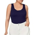thumbnail image 3 of pstuiky Tank Top Women, Women Plus Size Solid Color Lace Camisole U Neck Sleeveless Tank Top Stretch Summer Casual Layering Essential for Women Women's Clothing Special Price Dark Blue 4XL, 3 of 8