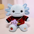thumbnail image 1 of Peluche de ajolote，ajolote peluche 33 cm con ropa y 1 accesorio — set de 1 look (bolsita o bufanda), ajolote juguete suave y lavable, regalo para niñas y niños, 1 of 5