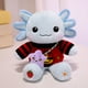 thumbnail image 1 of Peluche de ajolote，ajolote peluche 33 cm con ropa y 1 accesorio — set de 1 look (bolsita o bufanda), ajolote juguete suave y lavable, regalo para niñas y niños, 1 of 5