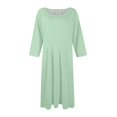 thumbnail image 5 of Huankd Dress for Women 3/4 Sleeve Crew Neck Pockets Vintage A-Line Swing Midi Dresses Mint Green M, 5 of 5