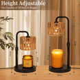 thumbnail image 3 of MEHOOM Rattan Candle Warmer Lamp with Dimmer Timer, Adjustable Height Warmer for Jar Candles, Light Brown Lampshade with 2 Bulbs, Home Decor Gifts for Bedroom Living Room, 3 of 5