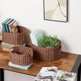 thumbnail image 5 of Wicker Storage Basket, Set of 3 Hand-woven Storage Baskets for Organizing, Round Large Wicker Baskets for Storage Decor, Pantry Storage Cubes Organization Baskets for Shelves, Brown, 5 of 14