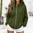 thumbnail image 2 of Zip Up Hoodie Women 2026 Y2K Casual Long Sleeve Oversized Hooded Sweatshirts Fall Winter Comfy Jackets with Pockets Green 2XL, 2 of 5