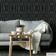 thumbnail image 5 of Tempaper Textured Faux Grasscloth Geo Grey Peel and Stick Wallpaper, 20.5" x 16.5', 5 of 11