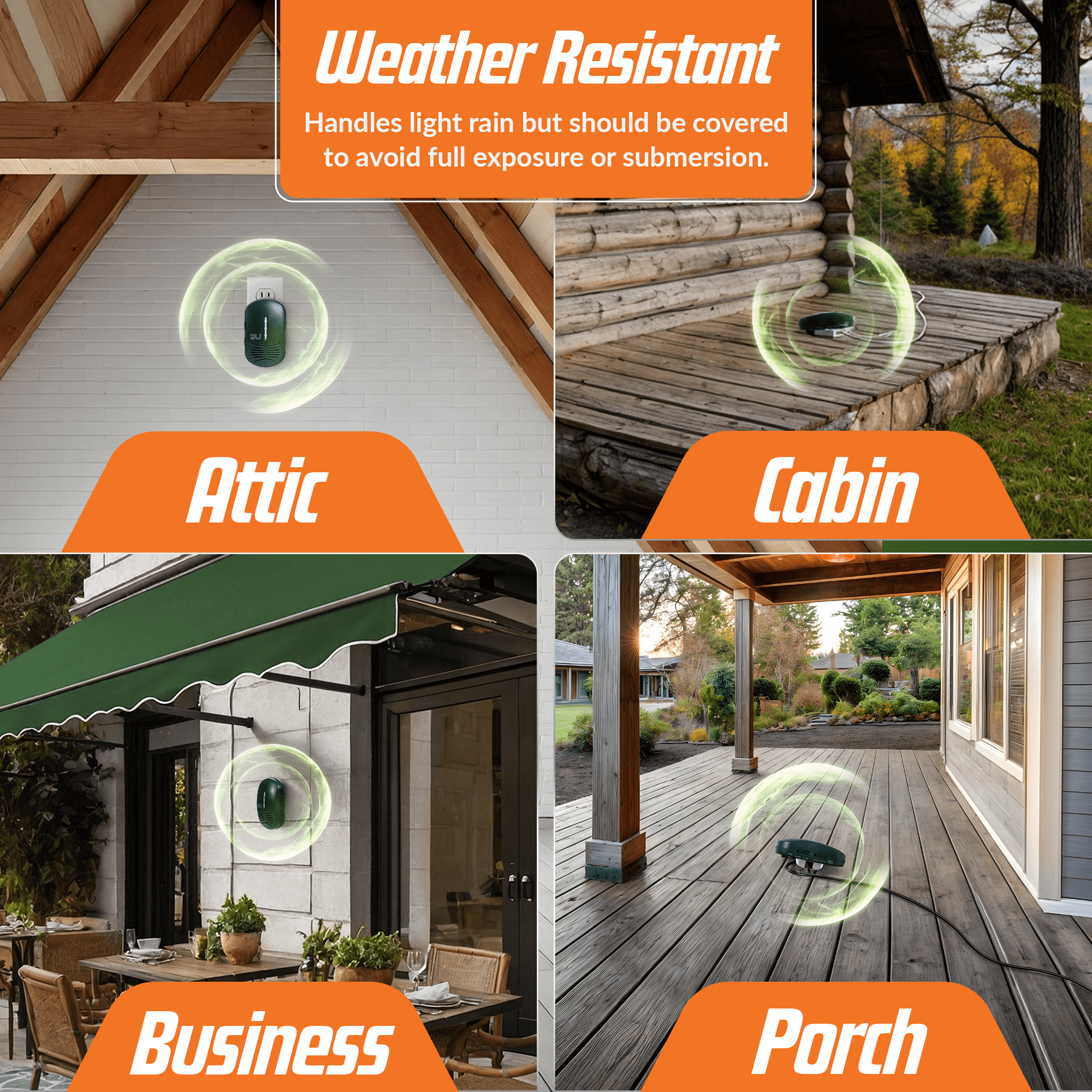BEU-G Bat Expulsion Unit with Dynamic Ultrasonic Bat Repellent Technology (Forest Green Edition)