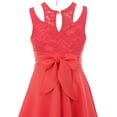 thumbnail image 4 of Little Girls Elegant Floral Lace Top Necklace Easter Party Flower Girl Dress Coral 4 (2J1K1S4), 4 of 5
