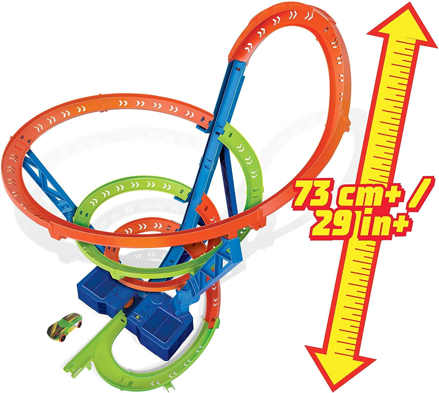 ​Hot Wheels Track Set and 1:64 Scale Toy Car, 29" Tall Track with Motorized Booster for Fast Racing, Action Spiral Speed Crash Playset​​​​