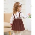 thumbnail image 6 of Yaoqi 2T Toddler Girl Outfit Set 3T Child Girls Clothing Long Sleeves Floral T-shirt Top Bowknot Suspender Dress 2pcs Skirt Set Brown, 6 of 8