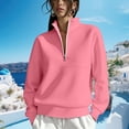 thumbnail image 2 of DIOAZUD Women's Half Zip Sweatshirt Stand Collar Long Sleeve Pullover No Pockets Cozy Casual Fall Winter Everyday Top for Women Pink S-XXL, 2 of 8