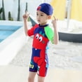 thumbnail image 6 of LYMAYTER Baby Boys One Piece Swimsuit with Hat Toddlers Cartoon Bathing Suit Swimwear Kids Beach Rash Guard Surfing Suit UPF 50+ Protection 2-15T, 6 of 11