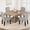 Pear Wood, variant on 47 Inch Square Dining Table for 4-6, Wood Kitchen Table with Storage Shelf, Triangular Leg Base, Farmhouse Dining Room Table for Apartment and Small Spaces