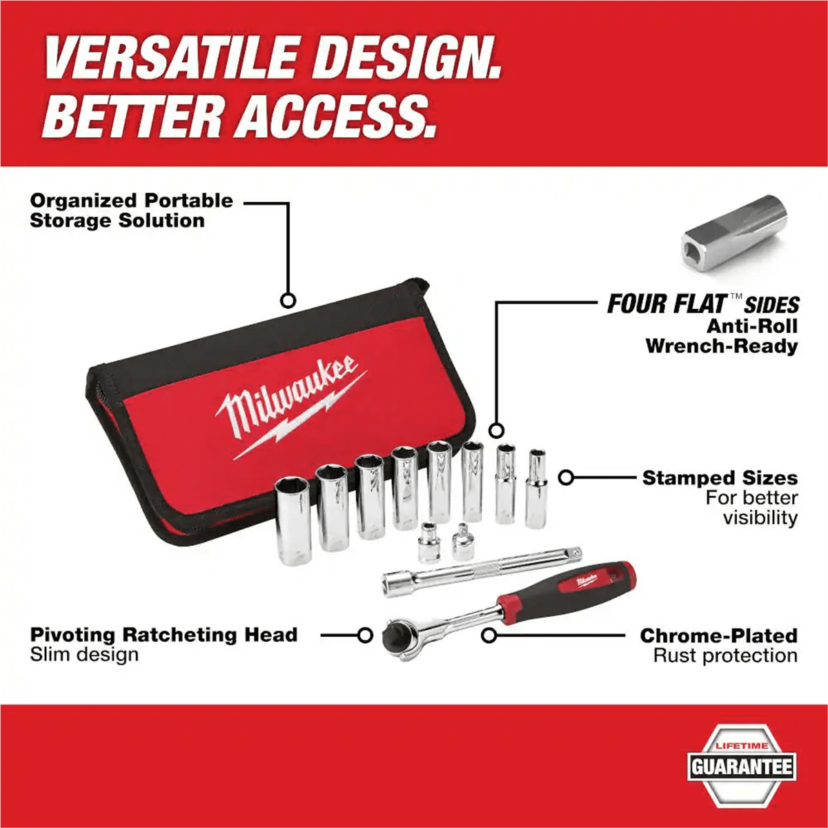 Milwaukee Tool 12pc 3/8" Drive SAE Socket Set