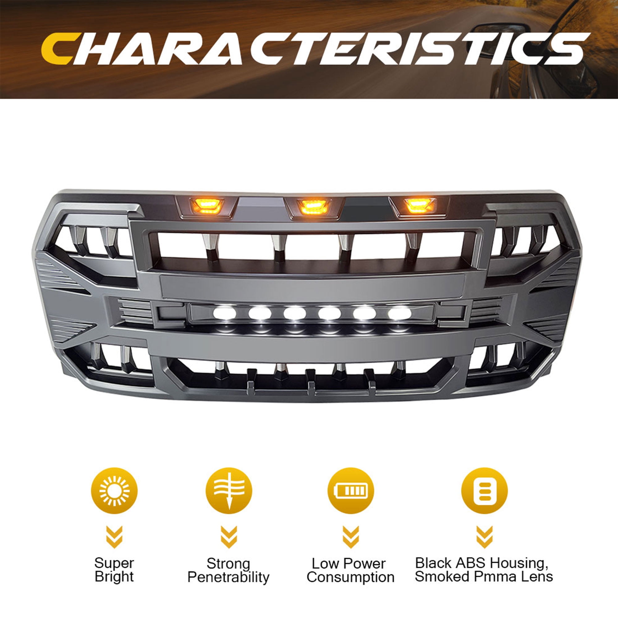 AMERICAN MODIFIED Armor Grille Compatible with 2015-2017 Ford F150, Black