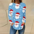 thumbnail image 2 of miqiqism Vintage Tees for Women Fashion Casual Round Neck Sweatshirts Juniors Trendy Long Sleeve 3D Printed T-Shirt Casual Drop Shoulder Christmas Top,Sky Blue,Large, 2 of 5