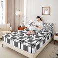 thumbnail image 4 of Manfei Geometric Plaid 4pcs Bed Sheets for Teens Female Men,Retro Grid King Sheets,Vintage Buffalo Super Cozy Sheet Set,Ultra Soft Home Decor, 4 of 7