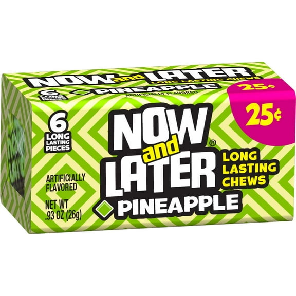 Now and Later Pineapple Candy - 24 per pack -- 12 packs per case.
