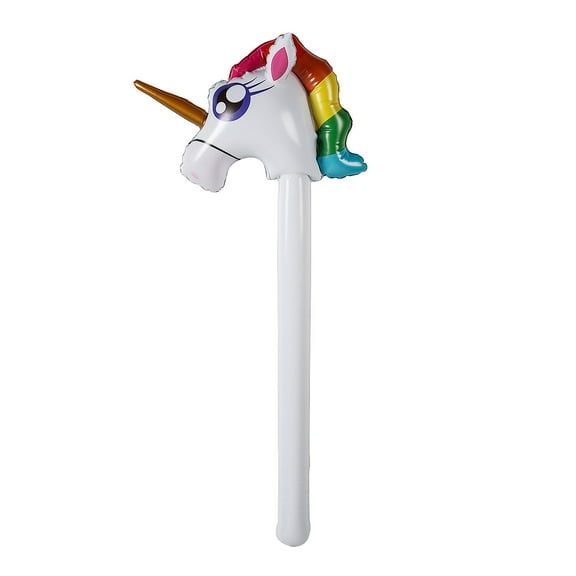 Fun Express 37" White Inflatable Plastic Riding Stick Unicorn Riding Toy