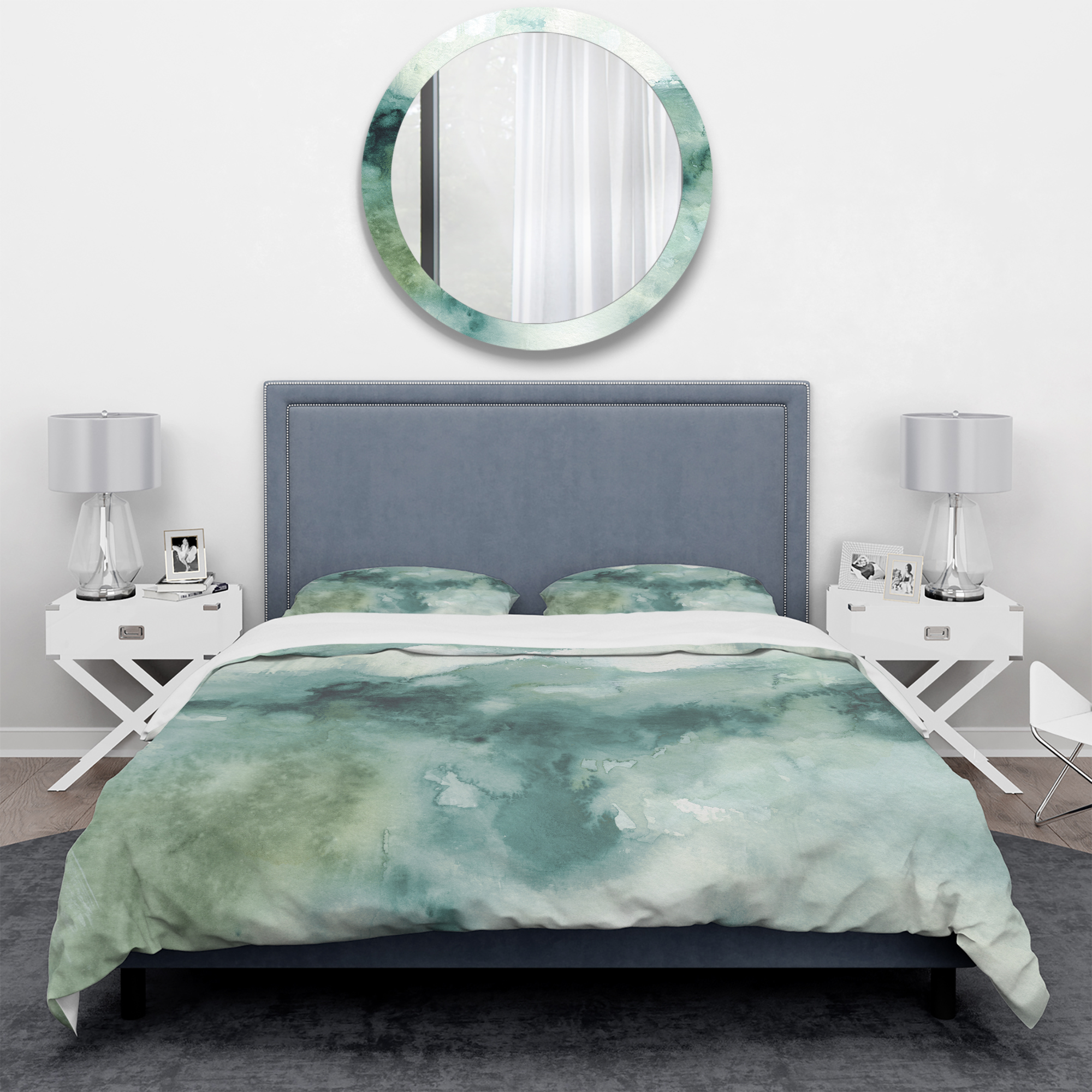 Designart 'Lost into the Blue' Geometric Duvet Cover Set