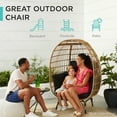 thumbnail image 3 of Best Choice Products Wicker Egg Chair Oversized Indoor Outdoor Patio Lounger w/ Steel Frame, 440lb Capacity - Ivory, 3 of 8