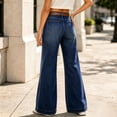 thumbnail image 6 of Vivianyo HD Women's Mid Rise Wide Leg Jeans with Patch Pocket, Pants For Women with Full‑Length Frayed‑Hem, Sizes XXS-2XL, 6 of 6