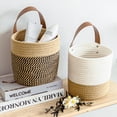 thumbnail image 5 of Hanging Storage Basket Laundry Picnic Plant Towel Toy Nordic Style Woven Pot Planter Makeup Desktop Home Garden Decor Khaki 16*18cm, 5 of 10