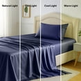 thumbnail image 6 of Lux Decor 100% Organic Viscose from Bamboo Sheets Set Twin XL - 3 Piece Ultra-Soft Luxury Cooling Bed Sheets, 16" Deep Pocket, Breathable & Hypoallergenic - Navy Blue, 6 of 10